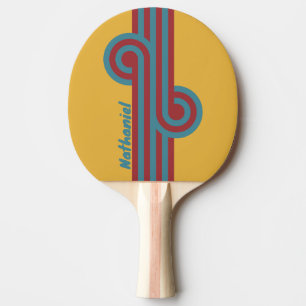 Raquette De Ping Pong Boucle de graine de moutarde rétro avec nom