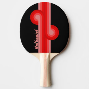 Raquette De Ping Pong Boucle de rayure à dégradé cramoisi avec nom