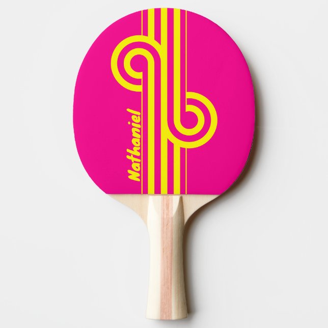 Raquette De Ping Pong Boucle de rayure rétro imprégnée de soleil avec no (Dos)