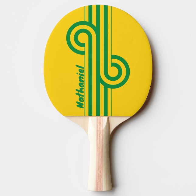 Raquette De Ping Pong Boucle double rayure tropicale rétro banane avec n (Dos)