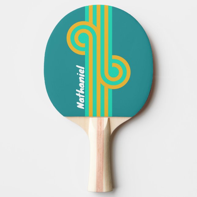 Raquette De Ping Pong Boucle Mers Ensoleillées avec Nom (Devant)