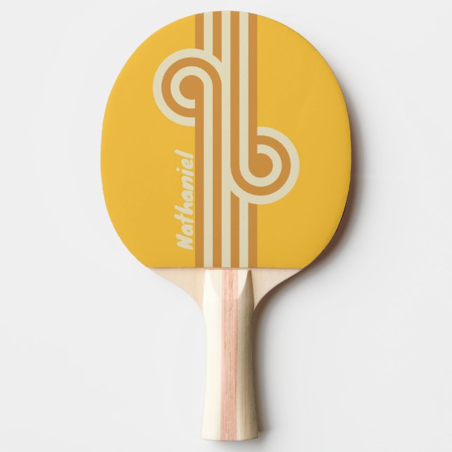 Raquette De Ping Pong Boucle Moutarde Sunshine Rétro avec Nom (Devant)