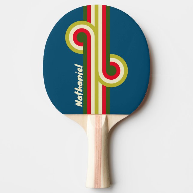 Raquette De Ping Pong Boucle rayée rétro Rugby avec nom (Devant)