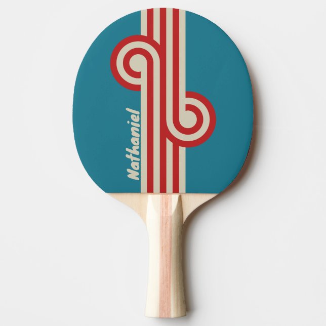 Raquette De Ping Pong Boucle Rétro Aqua Surf avec Nom (Devant)