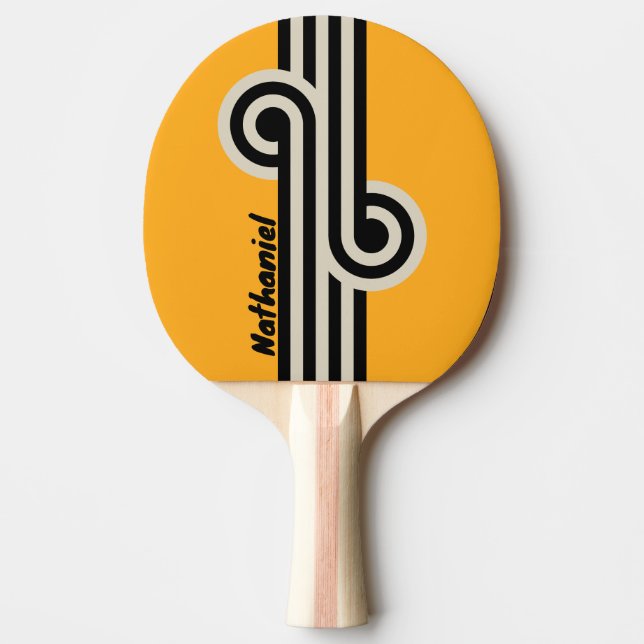 Raquette De Ping Pong Boucle Rétro Bumblebee Buzz avec Nom (Devant)
