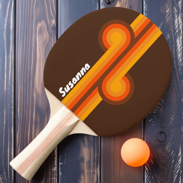 Raquette De Ping Pong Boucle Rétro Marron avec Nom (Créateur téléchargé)