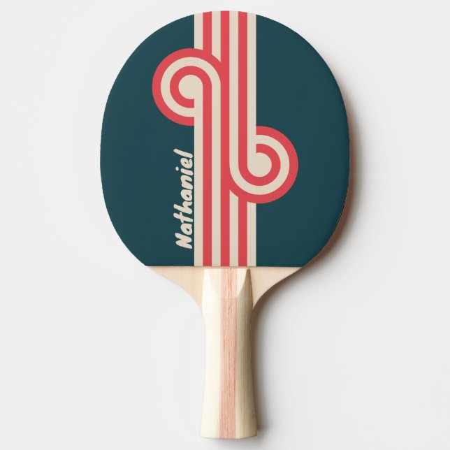 Raquette De Ping Pong Boucle Rétro Teal Vibe avec Nom (Devant)