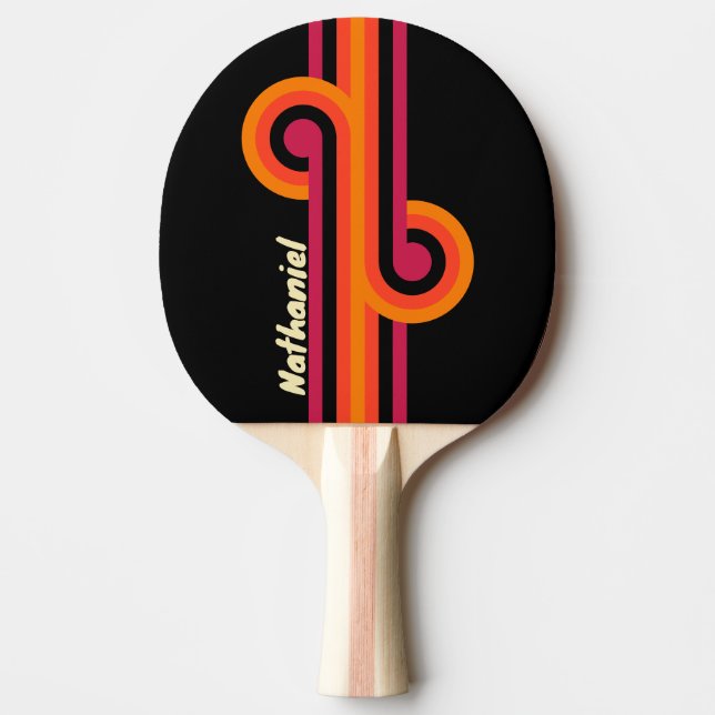 Raquette De Ping Pong Boucle VHS Rétro avec Nom (Devant)