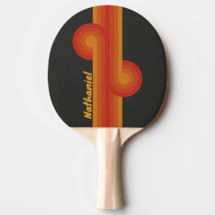 Raquette De Ping Pong Boucle Vintage Midnight Sunset avec nom