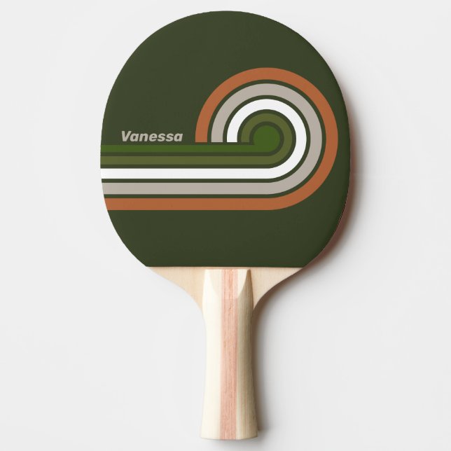 Raquette De Ping Pong Boucles de bosquet brumeux avec nom (Devant)