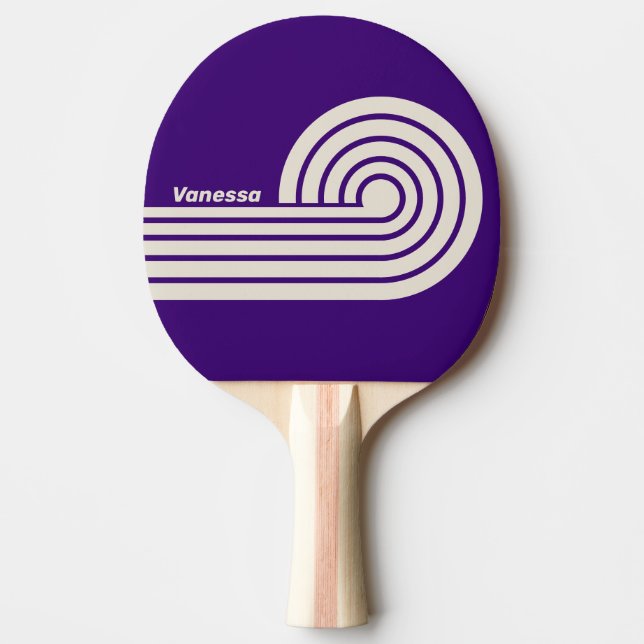 Raquette De Ping Pong Boucles de vigne rétro avec nom (Devant)