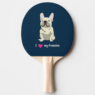 Raquette De Ping Pong Bouledogue Français Crème, J'aime mon Chien