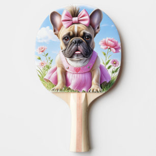 Raquette De Ping Pong Bouledogue français Fleurs Bouledogue Français