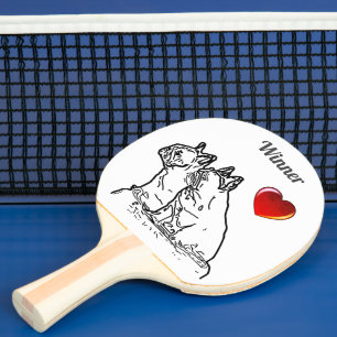 Raquette De Ping Pong Bouledogues français avec cœur French Bulldog