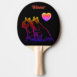 Raquette De Ping Pong Bouledogues français avec cœur French Bulldog