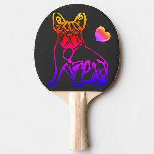 Raquette De Ping Pong Bouledogues français avec cœur French Bulldog