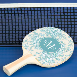Raquette De Ping Pong Bouquet Rose bleu Jardin Motif Floral