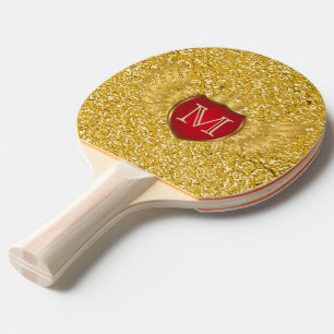 Raquette De Ping Pong Bouton RETRO AILES D'OR + votre monogramme