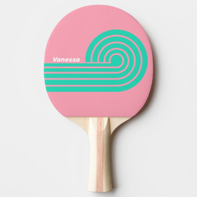 Raquette De Ping Pong Brise de Plage Nostalgique Boucle Rayures avec Nom (Devant)