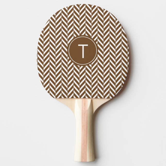 Raquette De Ping Pong Brown Herringbone Custom Ping Paddle (Devant)