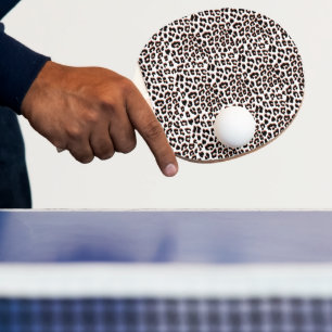 Raquette De Ping Pong Brown noir et Empreinte de léopard blanc