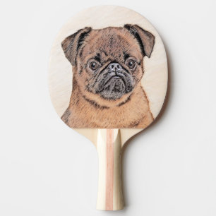 Raquette De Ping Pong Bruxelles Griffon Smooth Painting Original Chien A