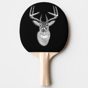 Raquette De Ping Pong Buck sur noir design White Tail Deer