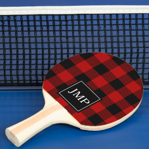Raquette De Ping Pong Buffle rouge moderne posé   Initiale personnelle