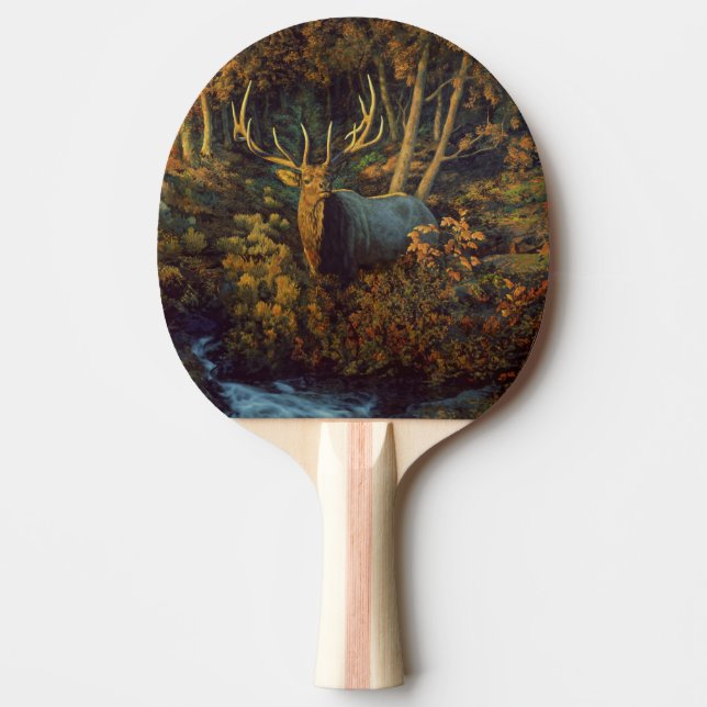 Raquette De Ping Pong Bull Elk dans la forêt d'automne (Devant)