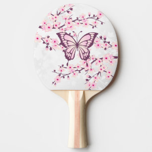 Raquette De Ping Pong Butterfly And Cherry Blossom Pink White