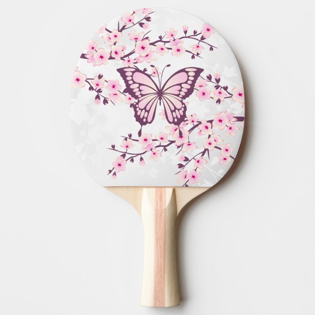 Raquette De Ping Pong Butterfly And Cherry Blossom Pink White (Devant)