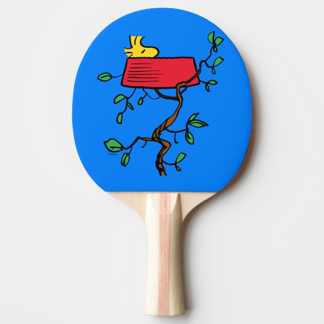 Raquette De Ping Pong cacahuètes | Bois en sieste dans le plat de Snoopy (Devant)