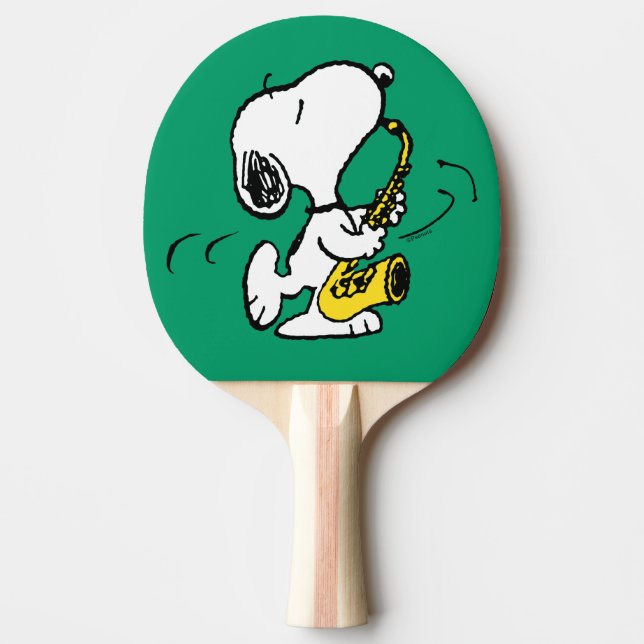 Raquette De Ping Pong cacahuètes | Lecteur Snoopy Saxophone (Devant)