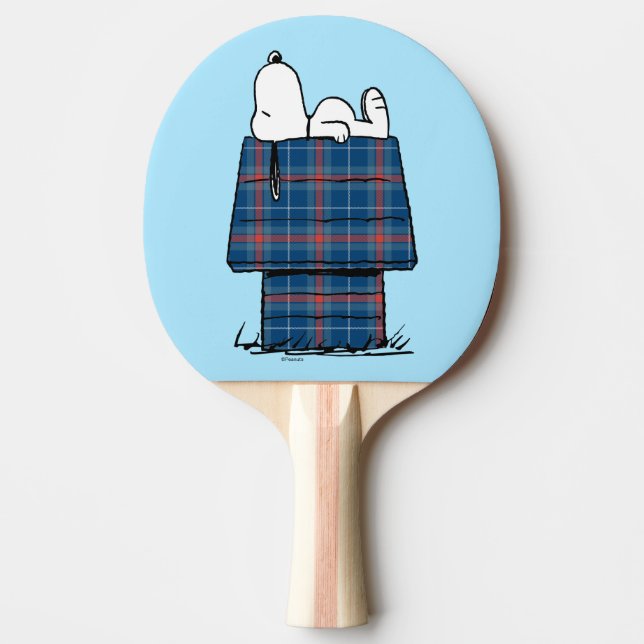Raquette De Ping Pong cacahuètes | Snoopy Plaid Flannel Holiday Dog Hous (Devant)