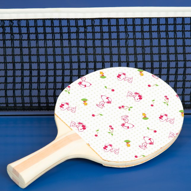 Raquette De Ping Pong cacahuètes | Snoopy & Woodstock Cherry Motif (Insitu)