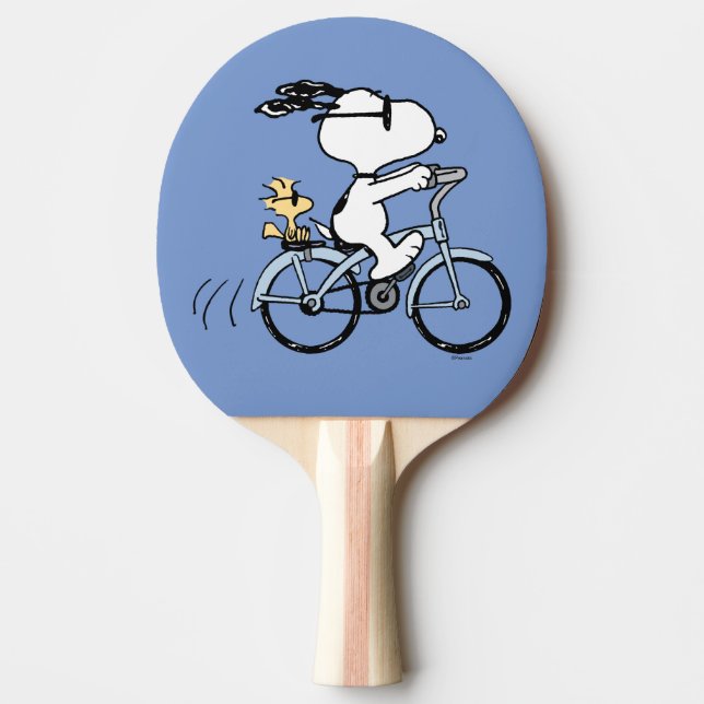 Raquette De Ping Pong cacahuètes | Vélo Snoopy & Woodstock (Devant)