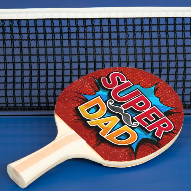Raquette De Ping Pong Cadeau de salle de jeux Super Papa moustache (Insitu)