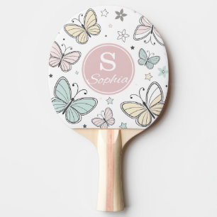 Raquette De Ping Pong Cadeau personnalisé papillon monogramme pour fille