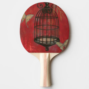Raquette De Ping Pong Cage à oiseaux décorative avec des papillons