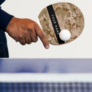 Raquette De Ping Pong Cailloux de camouflage du désert, Votre nom, Perso