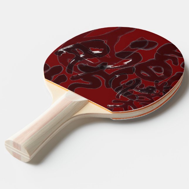 Raquette De Ping Pong Calligraphie chinoise - Dao suit la nature 道法自然 (Devant Angle)