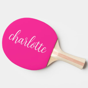 Raquette De Ping Pong Calligraphie Féminine Rose Chaud et Blanc