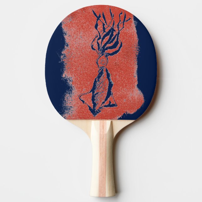 Raquette De Ping Pong "Calmar géant sur bleu foncé" Ping Pong Paddle (Dos)