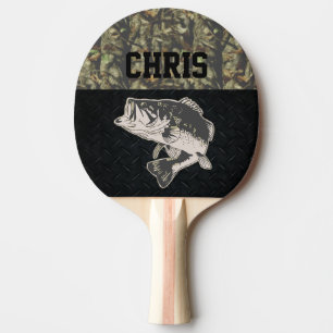 Raquette De Ping Pong Camo et nom de pêche au bar de plat de diamant