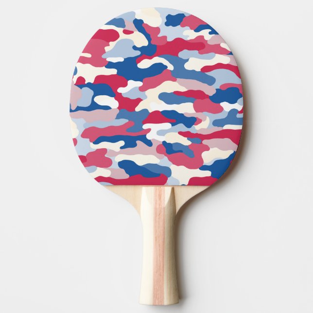 Raquette De Ping Pong Camouflage rouge blanc et bleu (Devant)