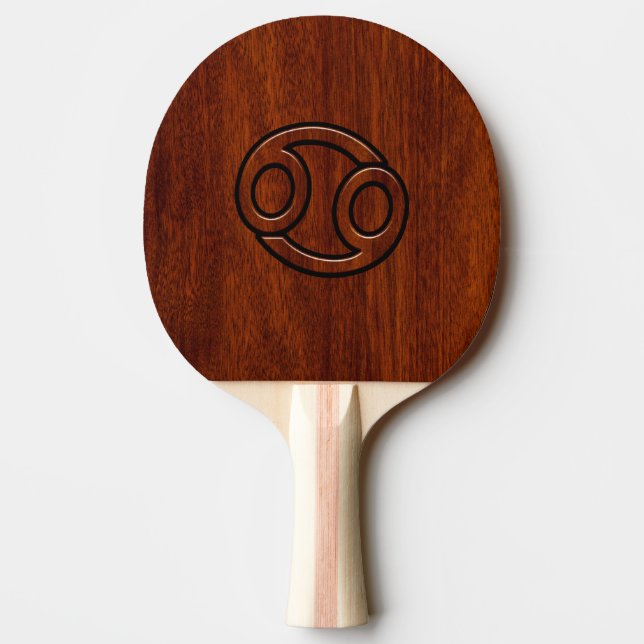 Raquette De Ping Pong Cancer Zodiac Symbol on Mahogany Style (Dos)