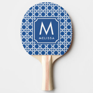 Raquette De Ping Pong Canne bleue et blanche   Rattan   Monogramme