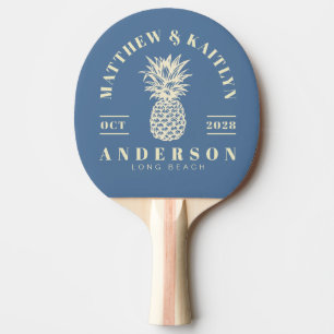 Raquette De Ping Pong Capri Bleu Crête de Mariage Tropicale à l'Ananas