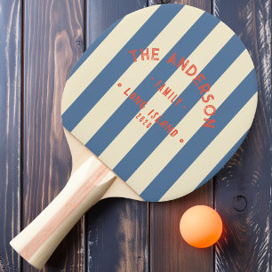 Raquette De Ping Pong Capri bordure bleue marine & Nom de famille