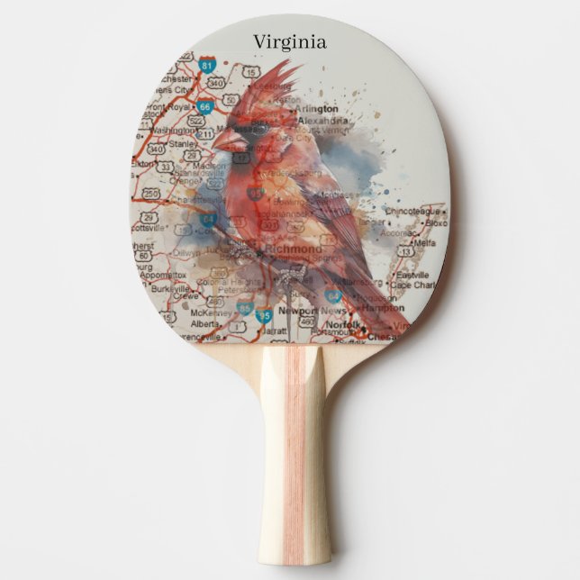 Raquette De Ping Pong Cardinal sur Virginia Road Map (Devant)